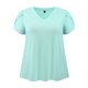 thumbnail image 2 of GRACIA Y GRANDEZA Camisetas de Verano de Pascua para Mujer Tallas Grandes Básicas Sólidas con Cuello en V Mangas de Tulipán Sueltas Blusas Casual 4X Verde Menta, 2 of 6