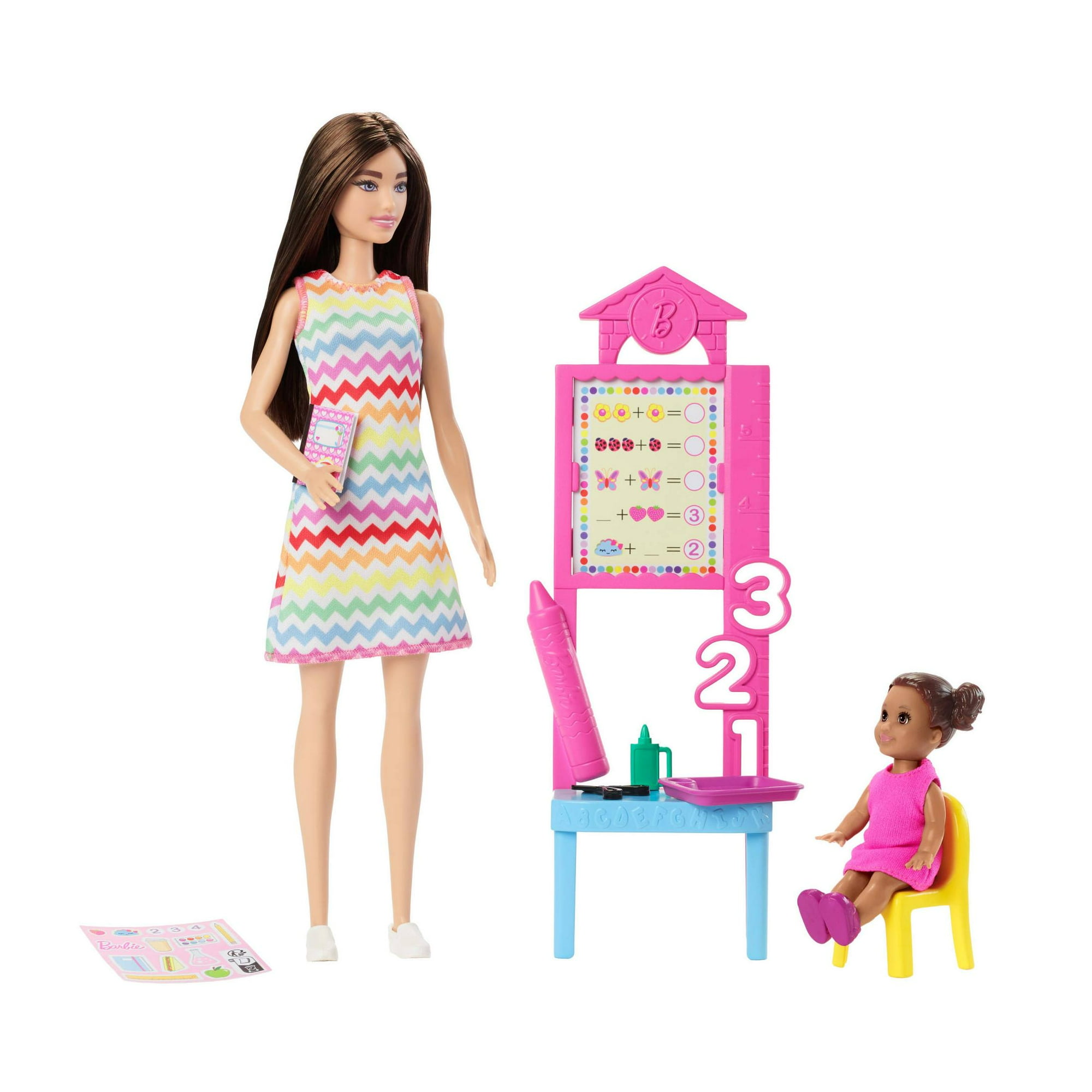 Set De Juego Mattel Barbie Maestra Cabello Rubio Con Niña