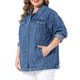 thumbnail image 4 of Chaqueta de Mezclilla para Mujer de Talla Grande Agnes Orinda con Botones, Solapa y Manga Larga, Estilo Boyfriend, Casual, 2X Azul, 4 of 6