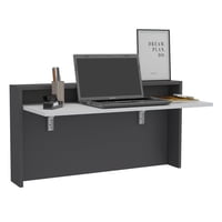 Fmfurniture - Escritorio Abatible De Pared Fm-040B Blanco Y Plomo