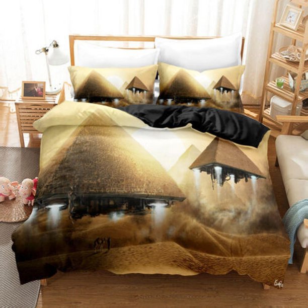 Pyramid Rocket Family Quilt Duvet Cover Set Bedding Super Bedroom Decor3-Piece Bedding Set