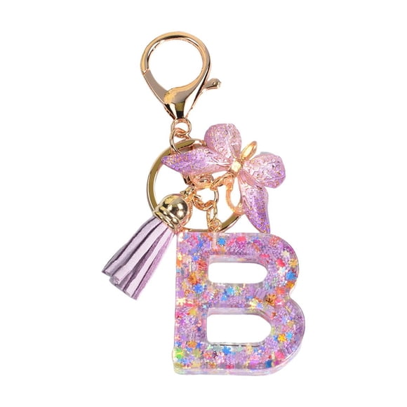 Llavero Alfabeto inglés Llavero Llavero con colgante de mariposa Regalo creativo para llavero Mochila Bolso Decoración Llavero de moda lindo , B B