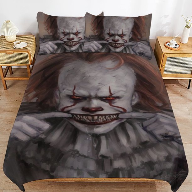 Pennywise Bedding Set Duvet Cover Comfortable and Lightweight Cartoon Bedding 3 Piece Bed Set
