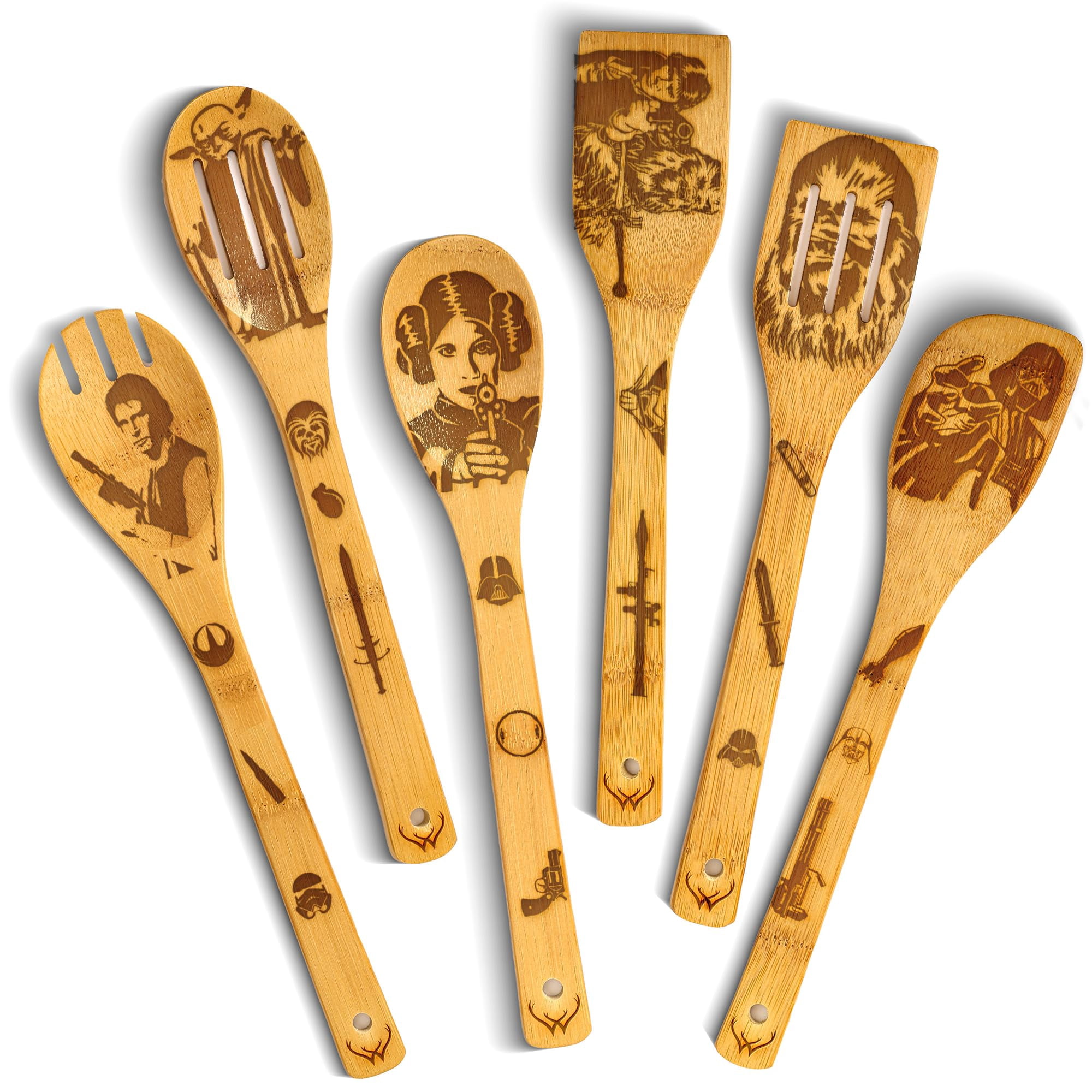 Set De Utensilios De Madera Woodlands Usa De Bambú, 6 Piezas