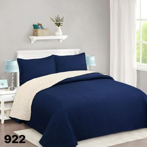 Genérico - Cubrecama Quilt Sherpa 1 1/2 Plazas - Azul M922