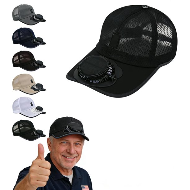 Gorra visera recargable solar ventilador 3 velocidades silencioso manos libres exterior USB