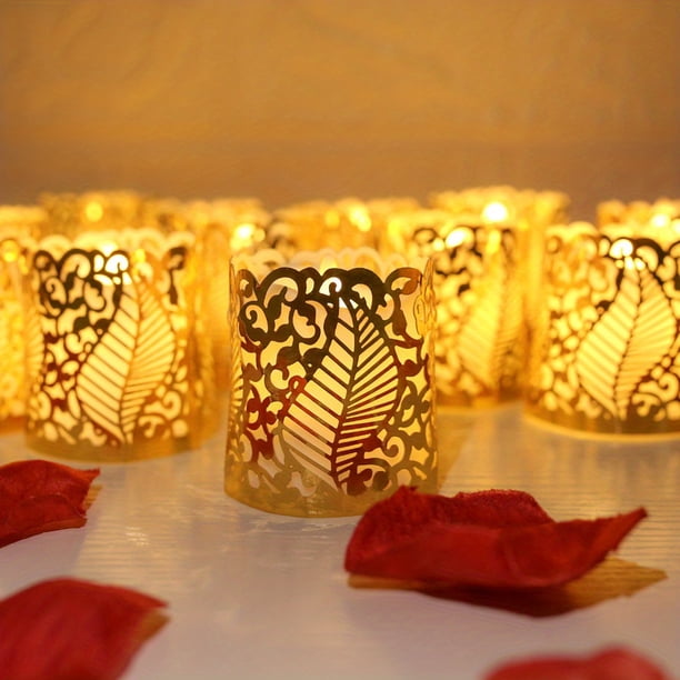 3pcs, Leaf Shadow Lamp Shade LED Candle Table Lampshade Laser Cut Hollowed-out Paper Lamp Shade Light Accessories For Tea Light