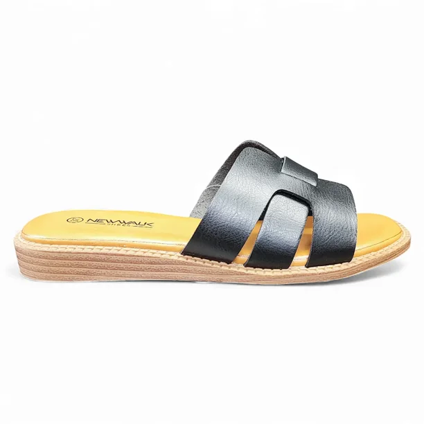 Sandalia Mujer Negra Ibiza Flat New Walk