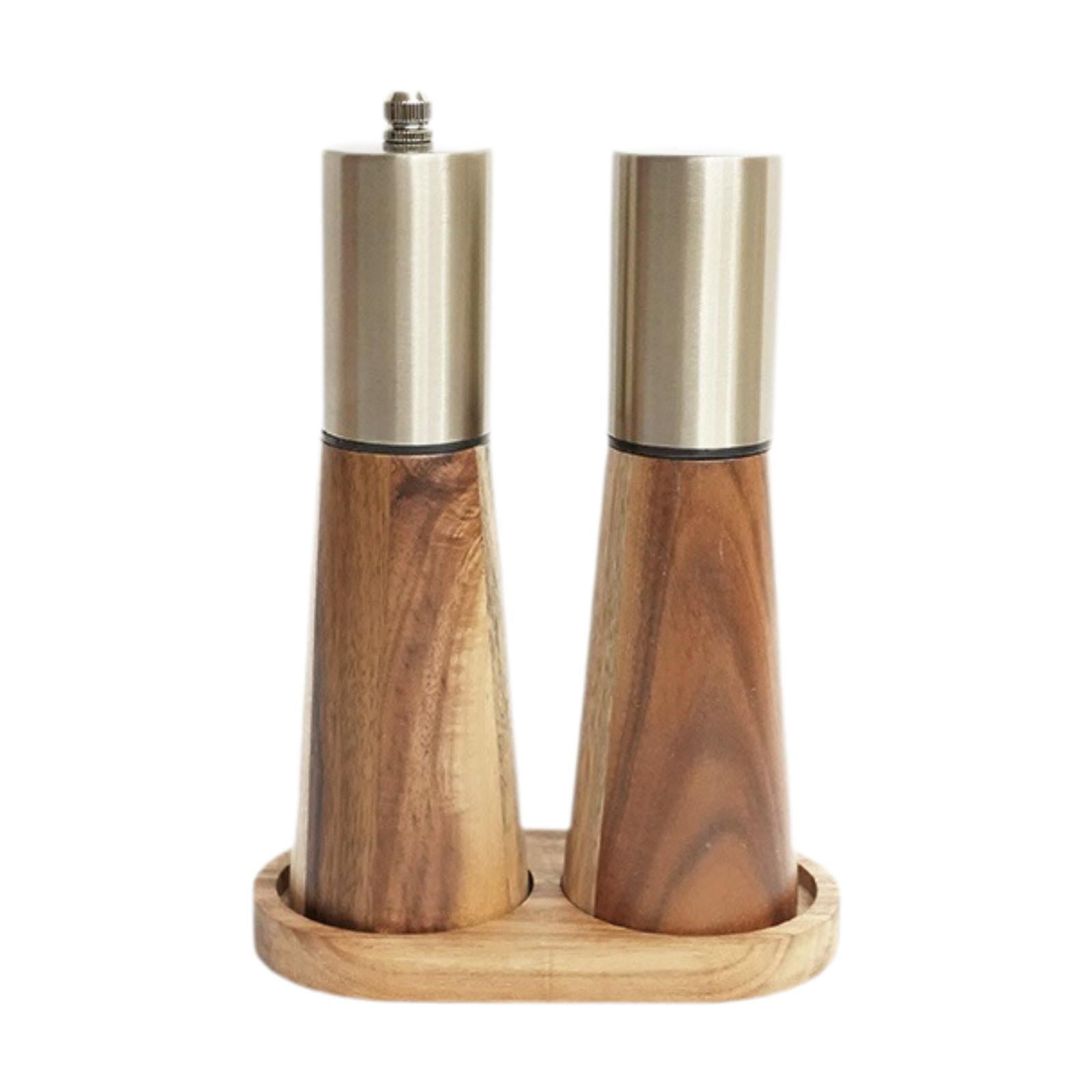 Magideal - Juego De Molinillo De Pimienta, Molinillo De Pimienta, Herramienta De Molienda De Especias, Molinos De Sal Manuales Para Cocina, Hogar, Camping Con Bandeja