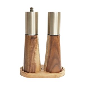 Magideal - Juego De Molinillo De Pimienta, Molinillo De Pimienta, Herramienta De Molienda De Especias, Molinos De Sal Manuales Para Cocina, Hogar, Camping Con Bandeja