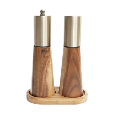 Magideal - Juego De Molinillo De Pimienta, Molinillo De Pimienta, Herramienta De Molienda De Especias, Molinos De Sal Manuales Para Cocina, Hogar, Camping Con Bandeja