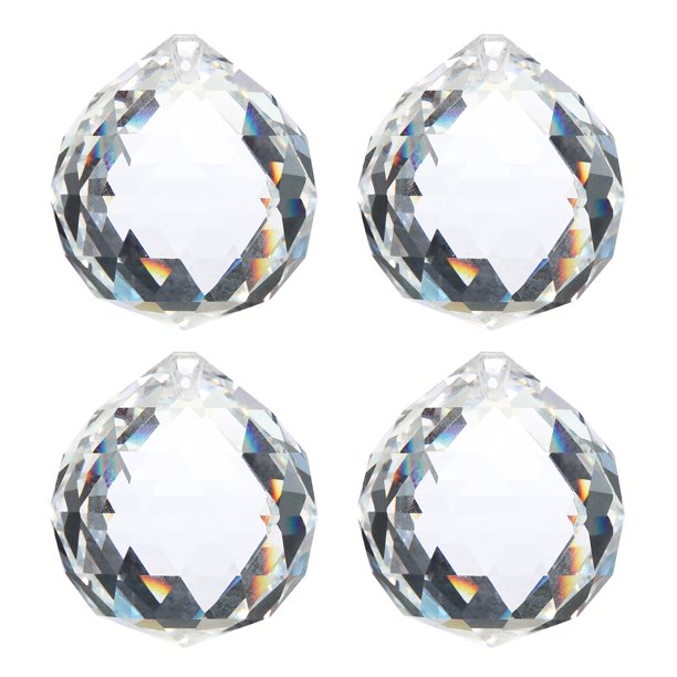 Uxcell 4 Paquete de Bolas de Cristal Transparente Prisma para Candelabro Piezas de Prisma para Decoración de Artes y Manualidades Claro 1.57 x 1.81"