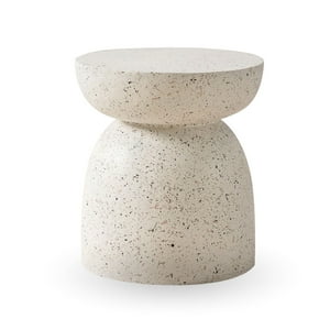 Santú Home & Deco - Mesa De Centro Lateral Blanca Escultura Geométrica Cerámica