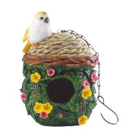 Ioensy - Casa De Pájaros De Resina, Decoración De Casa De Pájaros Colgante, Nido De Pájaros Para Jardín Exterior Y Patio