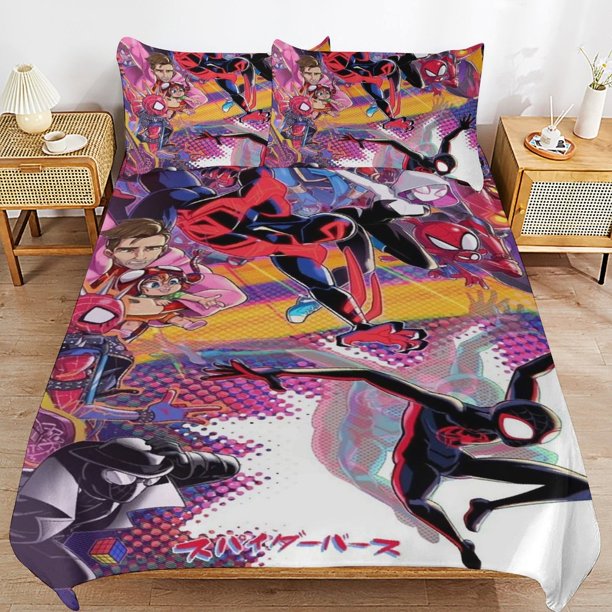 Into The Spider-Verse Bedding Sets Ultra Soft Skin-Friendly Duvet Cover 3 Piece, Cute Comforter Cover Bed Set for Boys Girls Kids
