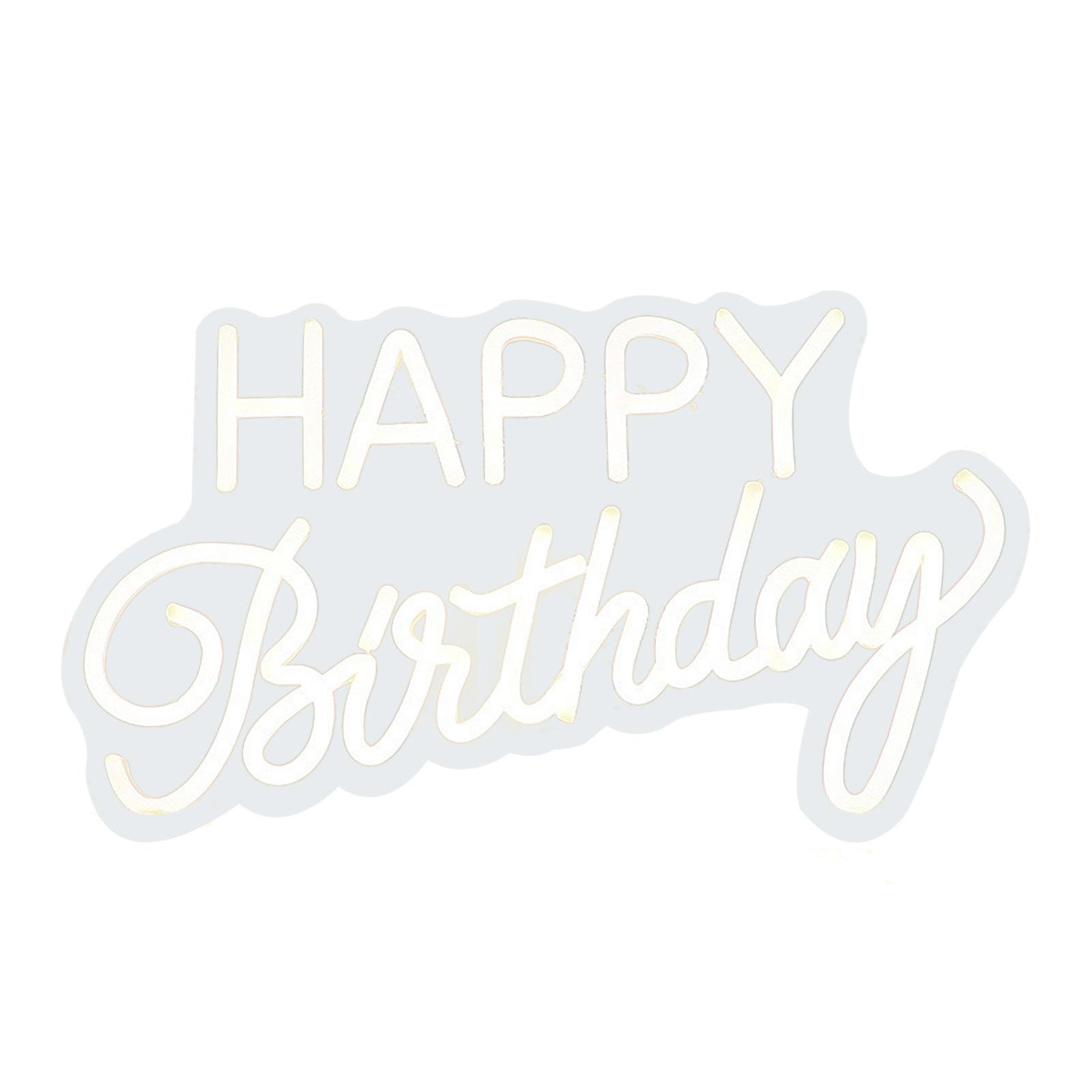 Ioensy - Señal De Luz Led Con Letras, Lámpara De Noche, Alimentada Por Usb, Reutilizable Para Cumpleaños, Dormitorio, Feliz, Blanco Cálido