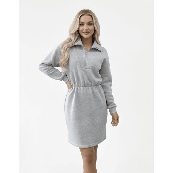 Vestido de Invierno Gris con Cierre