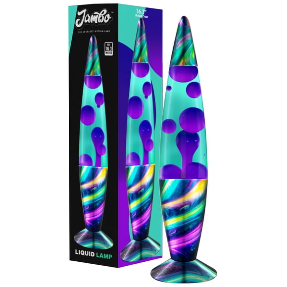 Lámpara Liquid Motion JAMBO 16 Neon Twilight, color verde azulado con cera morada