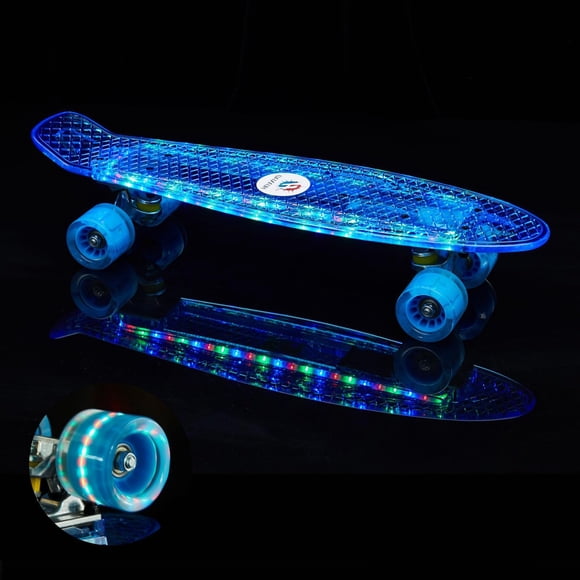 Monopatín HUAXIAO de 56 x 15 cm Flash Clear con ruedas LED para niños