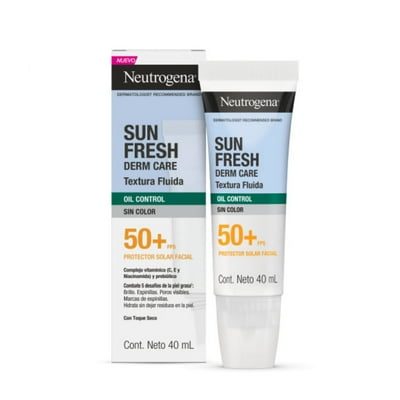 Protector Solar Facial Sun Fresh Oil Control Fluido Sin Color Fps 50+ 40 Ml Neutrogena