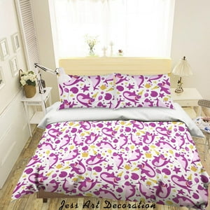 Milsleep - 3D Dibujado A Mano Púrpura Tiburón Funda De Edredón Juego De Ropa De Cama Funda De Edredón Fundas De Almohada