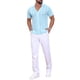 thumbnail image 2 of Camisa de Punto Hueca para Hombre INSPIRE CHIC de Manga Corta con Botones y Rayas XL Azul, 2 of 6