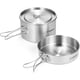 thumbnail image 3 of Olla de acero inoxidable para acampar, 2 piezas, juego de utensilios de cocina para acampar, olla de acero inoxidable, juego de cocina con asas plegables, bolsa de transporte de malla, 3 of 6