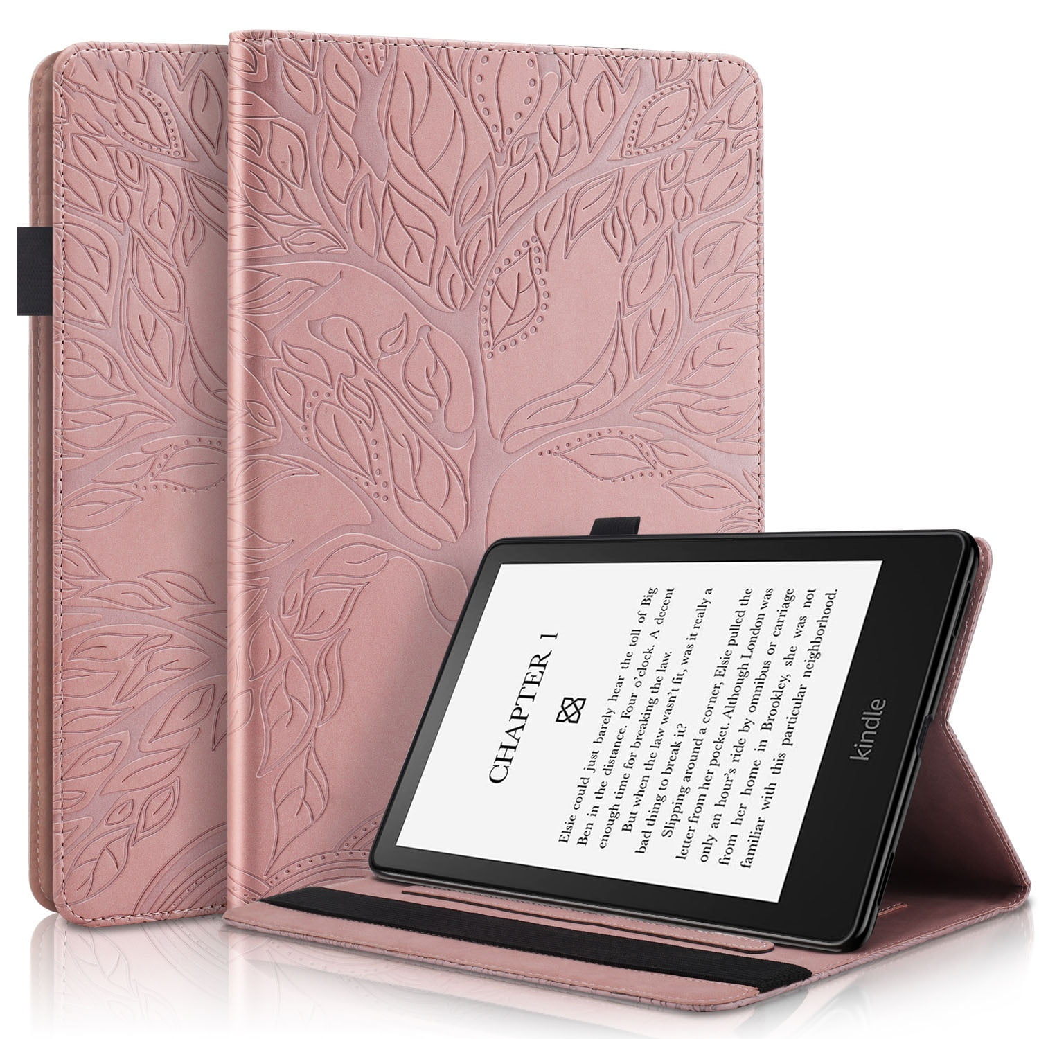 Foxdock - Funda Con Relieve Del Árbol De La Vida Para Tablet Kindle 6(2022) Con Soporte, Ranuras Para Tarjetas Y Soporte Para Lápiz Óptico. Oro