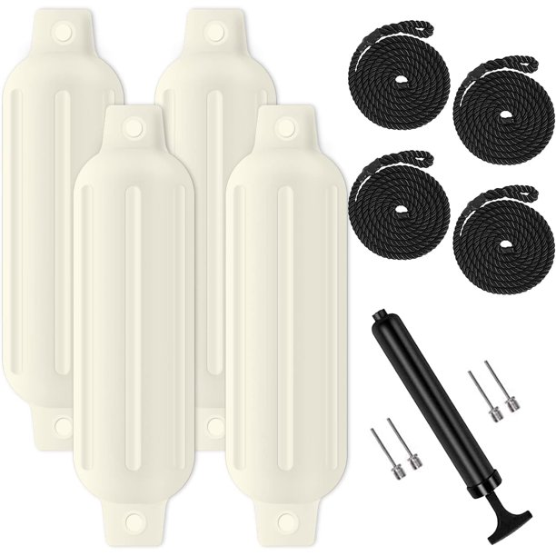 Guardabarros Turmaster para barcos, paquete de 4 unidades, 11,4 cm x 40,6 cm, con accesorios