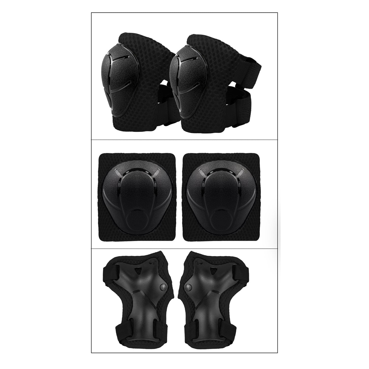 Kanggu - Pack Rodilleras Coderas Y Muñequeras - Negro