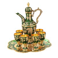 Bothyi - Juego De Vino Europeo Con Bandeja De Tazas Juego De Tetera Vintage De Lujo Para Boda Verde