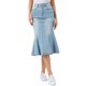 thumbnail image 1 of INSPIRE CHIC Falda de Mezclilla Cola de Pescado para Mujeres de Regreso a Clases Falda Midi Ajustada Lavada Azul Claro S, 1 of 6