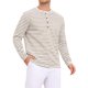 thumbnail image 4 of INSPIRE CHIC Camisas Henley a Rayas para Hombre de Regreso a Clases de Manga Larga con Botones Camisetas Casuales XL Beige, 4 of 6