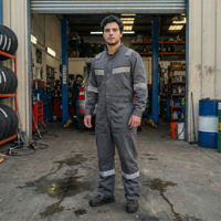 T-World - Overol Reflectante Gabardina Hombre Alta Visibilidad Trabajo Gris