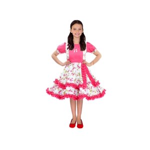 Wanny - Vestido Huasa Chinita Floreado Fucsia/Blanco Fucsia 7-9 Años