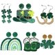 thumbnail image 1 of 6 pares de pendientes del Día de San Patricio para mujeres y niñas, juego de pendientes de trébol de cuatro hojas verde irlandés de la suerte, pendientes colgantes de trébol de acrílico, accesorios de, 1 of 6