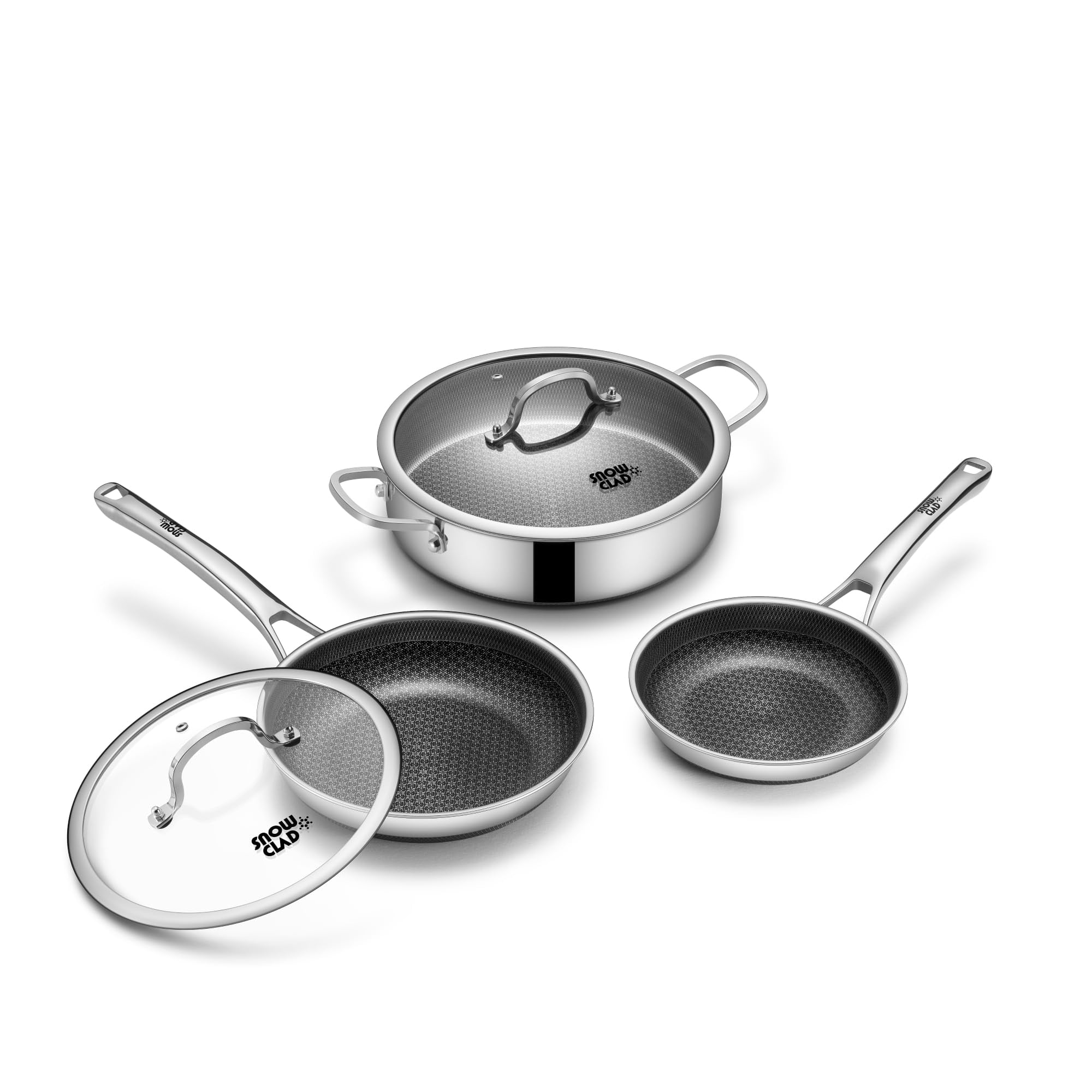 Juego De Utensilios De Cocina Snowclad Hybrid, Antiadherente, 5 Cuartos De Galón Con Tapa