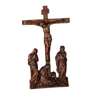 Bothyi - Crucifijo De Pie, Pequeño Crucifijo De Madera Maciza Con Soporte Para El Altar De La Capilla Del Hogar.