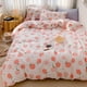 thumbnail image 1 of Juego de funda nórdica Peach Queen 100% algodón con estampado de frutas tropicales de dibujos animados en ropa de cama blanca 1 linda funda de edredón tamaño matrimonial con cierres de cremallera 2 fu, 1 of 7
