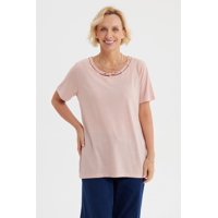 Fashionspark - Polera Mujer Detalle Cuello Rosado