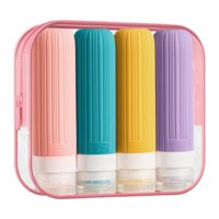 Ioensy - Juego De 4 Botellas De Viaje De Silicona De 90 Ml Con Bolsa De Almacenamiento De Artículos De Tocador Para Aceites A
