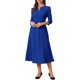 thumbnail image 2 of INSPIRE CHIC Vestido de Trabajo para Mujer Línea A 3/4 Mangas Elegante Vestido Midi Azul Real L, 2 of 6