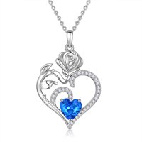 Heshpaws - Colgante Con Piedra De Nacimiento Con Colgante De Corazón De Plata De Ley