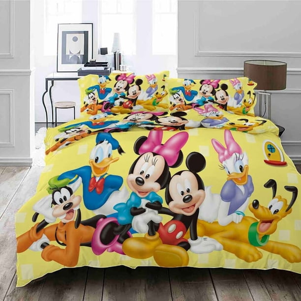 Mickey Yellow Dog Duvet Quilt Covers Pillow Case Bedding Sets3-Piece Bedding Set (1 Duvet Cover + 2 Pillow Shams)