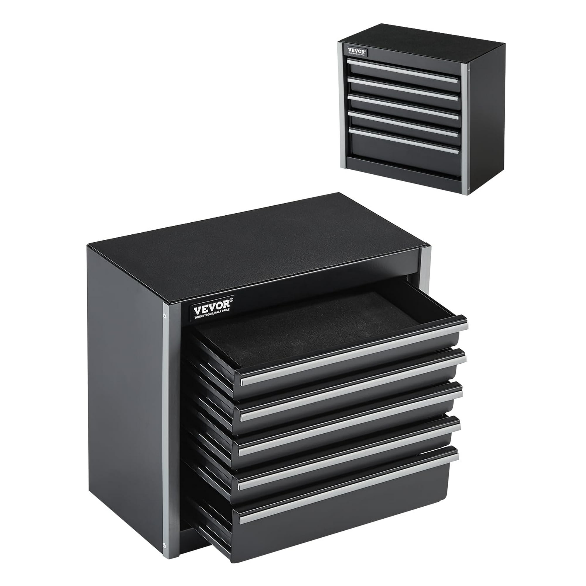 Caja De Herramientas Vevor Metal Portátil De 22 Cm Con 5 Cajones, Color Negro
