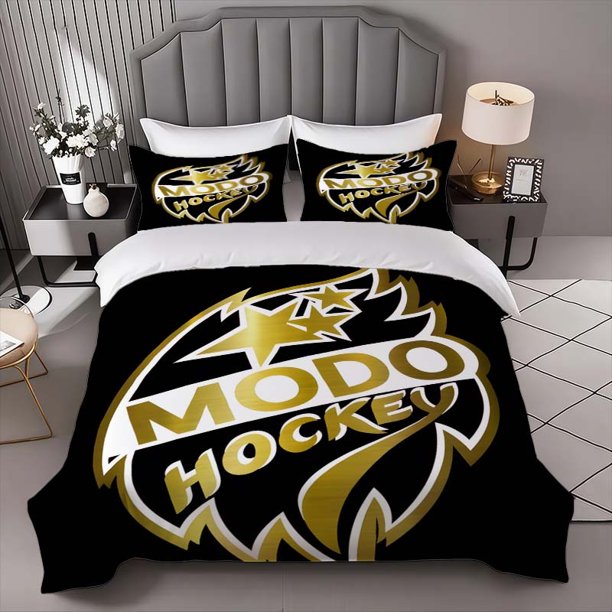Modo Hockey Badge Themed Bedding Three-Piece Set Duvet Cover and Pillowcase Set Soft and Comfortable