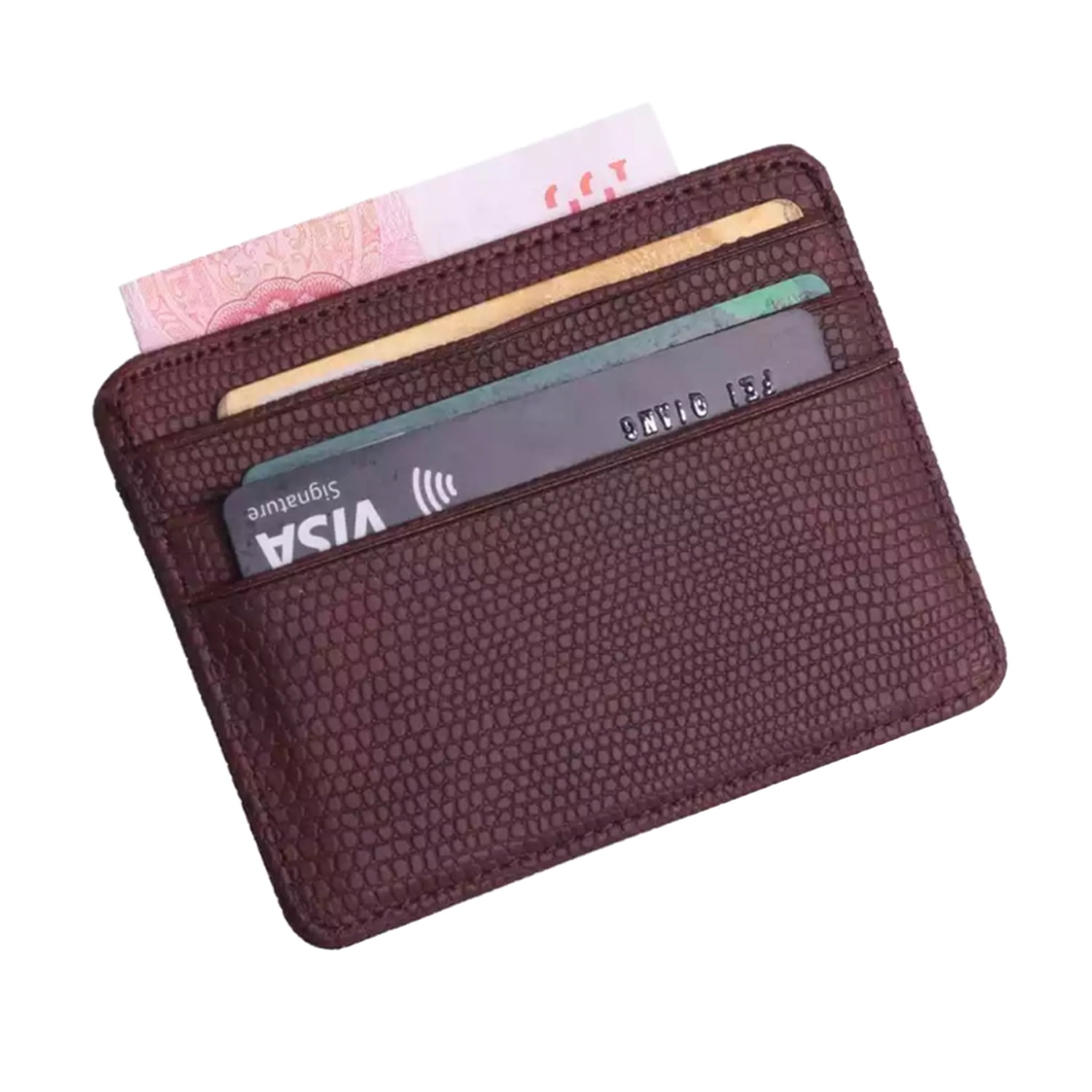 Millam - Tarjetero Unisex Doble Cara En Cuero Pu Café