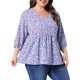 thumbnail image 4 of Agnes Orinda Blusas de Mujer Talla Grande Babydoll Cuello en V Mangas 3/4 de Linterna Camisas Florales Blusas Peplum 4X Púrpura, 4 of 6