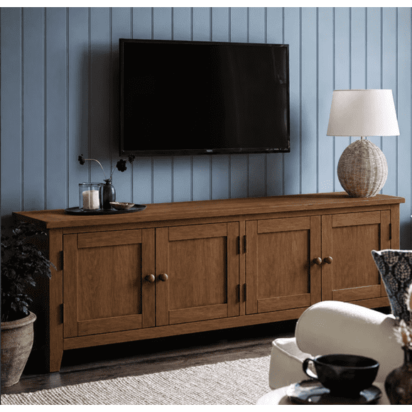 Mueble de TV Minimalista Rack de Madera con 4 Puertas - Café - 150x40x65 cm