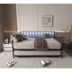 thumbnail image 2 of Twin Daybed with RGB LED Lights & Charging Station, Height Adjustable Day Bed Frame with Trundle, Versatile Metal Sofa Bed Frame for Bedroom, Living Room, Guest Room, Black, 2 of 3